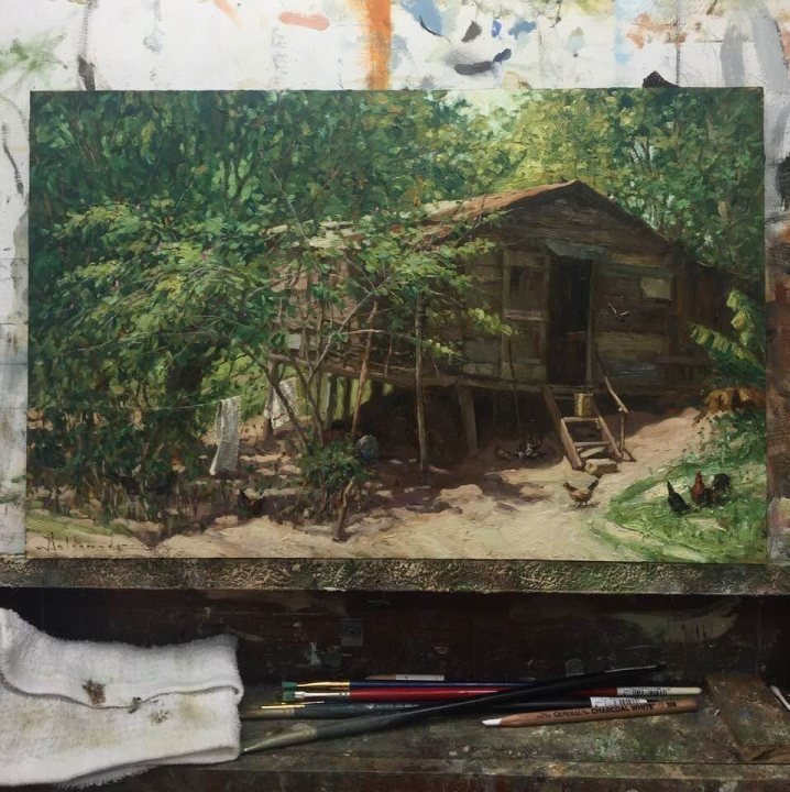 Antigua casona, óleo de William Maldonado