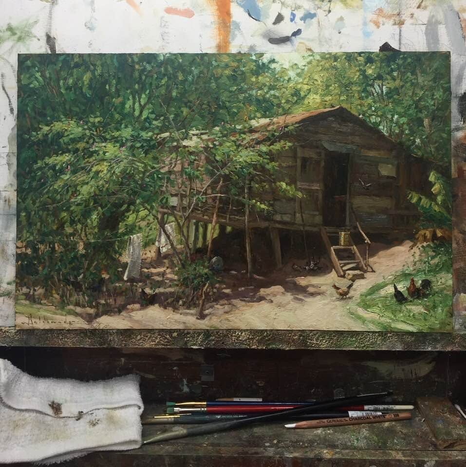 Antigua casona, óleo de William Maldonado
