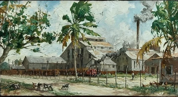 Antigua Central Constancia en Ponce, óleo de William Maldonado
