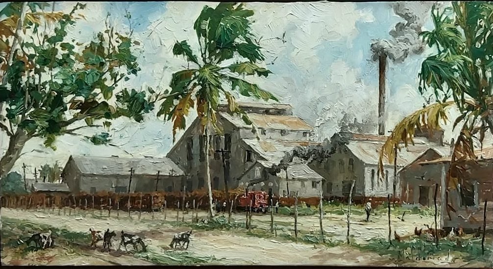 Antigua Central Constancia en Ponce, óleo de William Maldonado