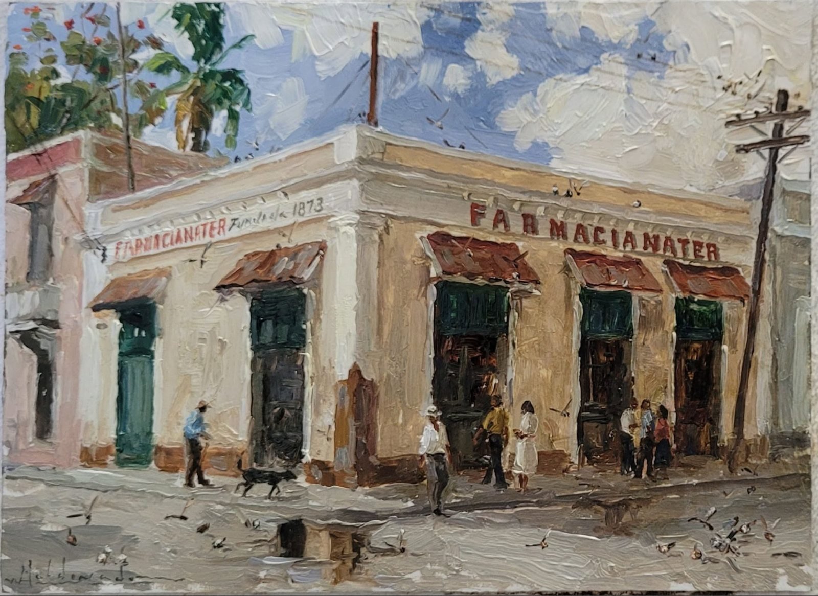 Antigua Farmacia Nater, óleo sobre hardboard de William Maldonado