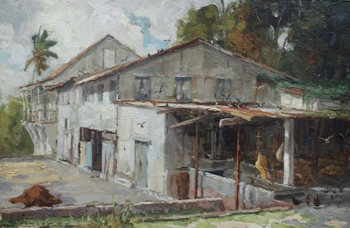 Antigua hacienda, óleo de William Maldonado