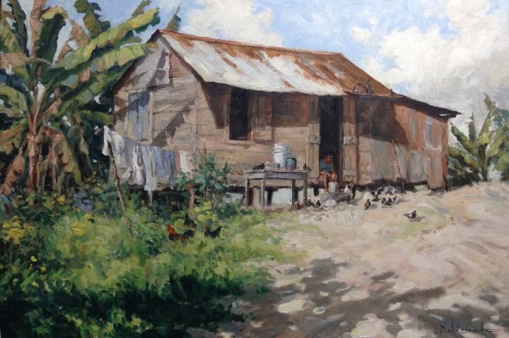 Casita de campo, óleo de William Maldonado