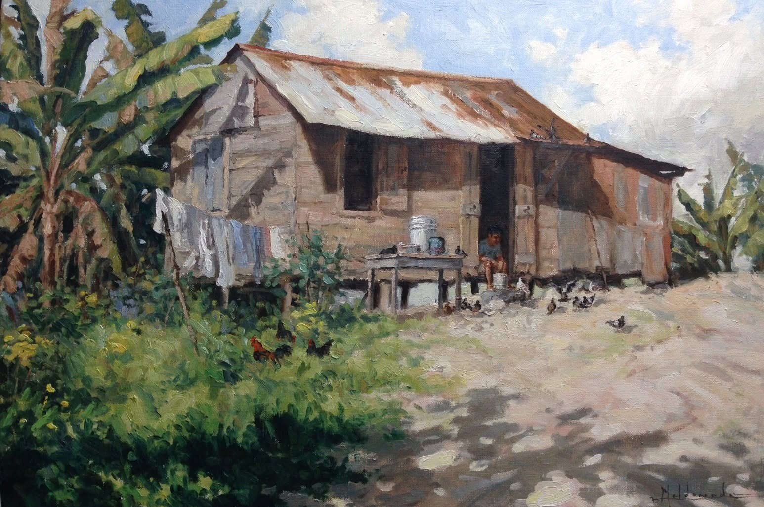Casita de campo, óleo de William Maldonado