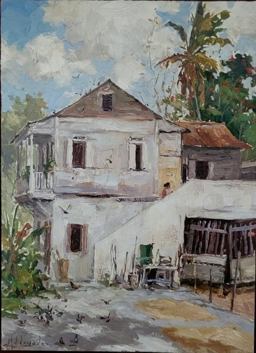 Casona, óleo sobre hardboard de William Maldonado