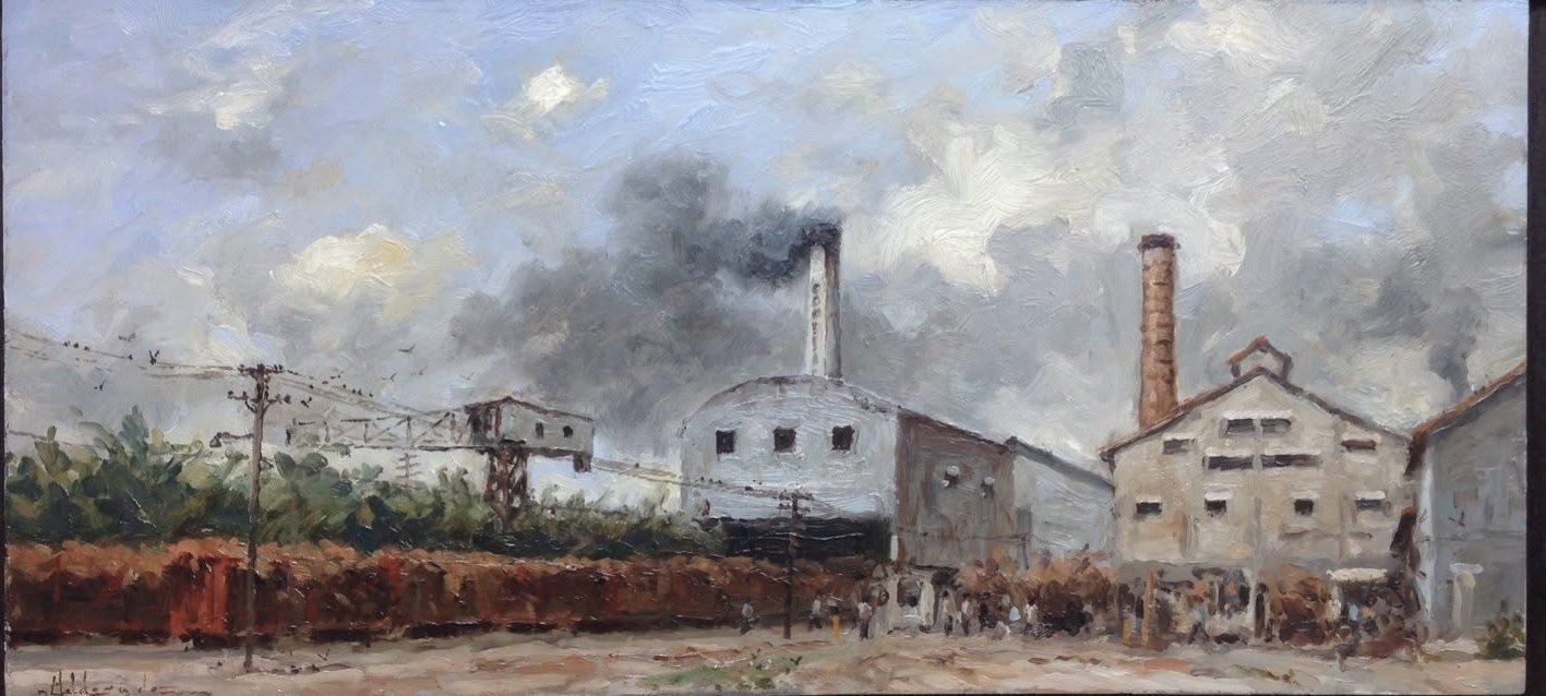 Central Cambalache, Arecibo, óleo de William Maldonado