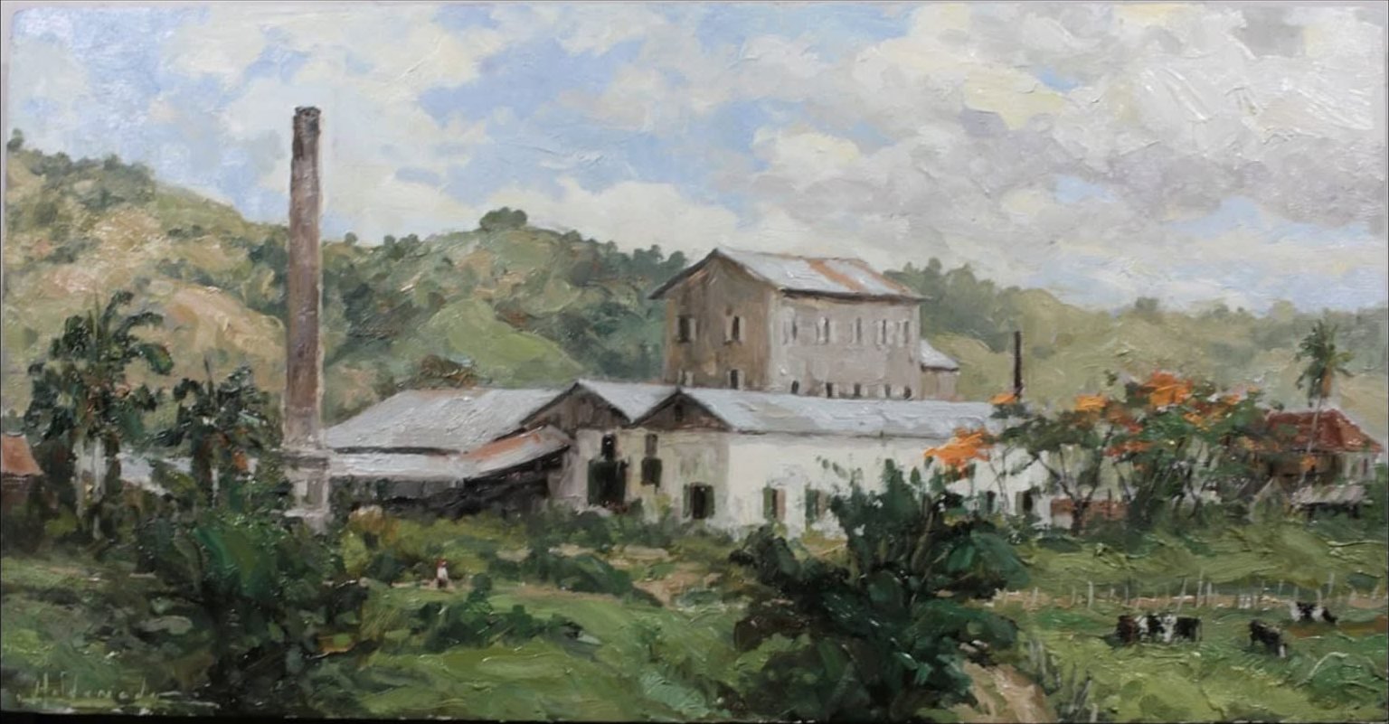Central El Ejemplo, óleo sobre hardboard de William Maldonado