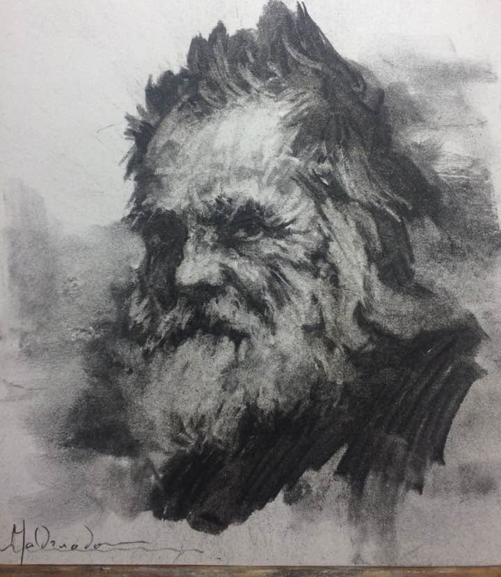Estudios de retrato, carboncillo sobre papel de William Maldonado