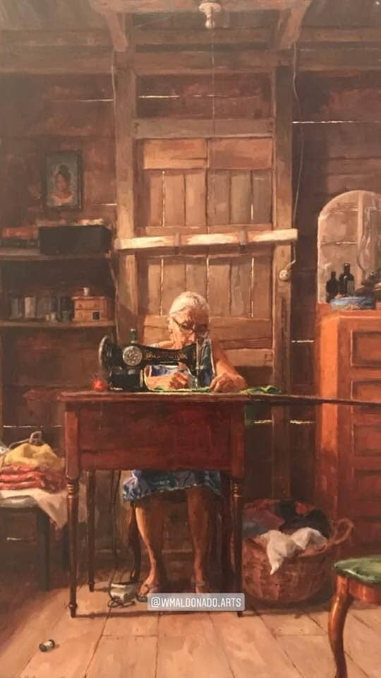 La costurera II, óleo de William Maldonado