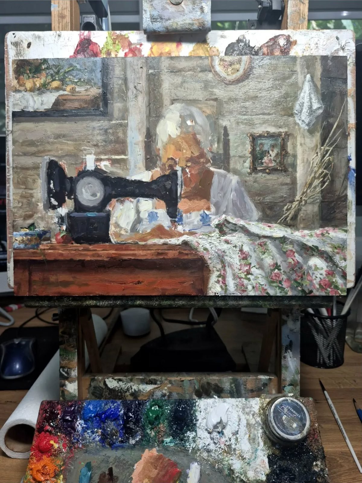 La costurera, óleo de William Maldonado