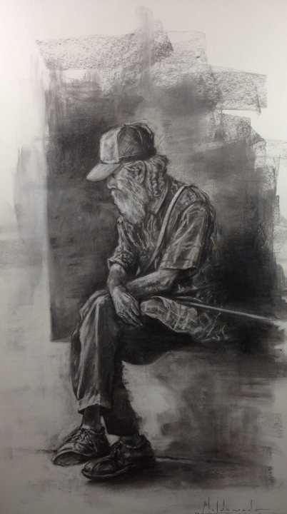 Mendigo, carboncillo de William Maldonado