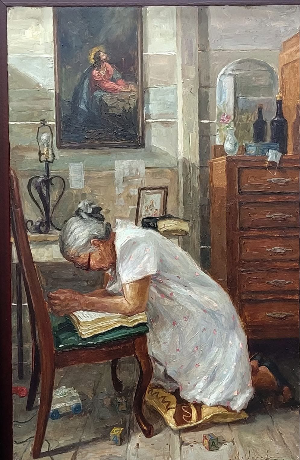 Oración de una madre IV, óleo sobre hardboard de William Maldonado
