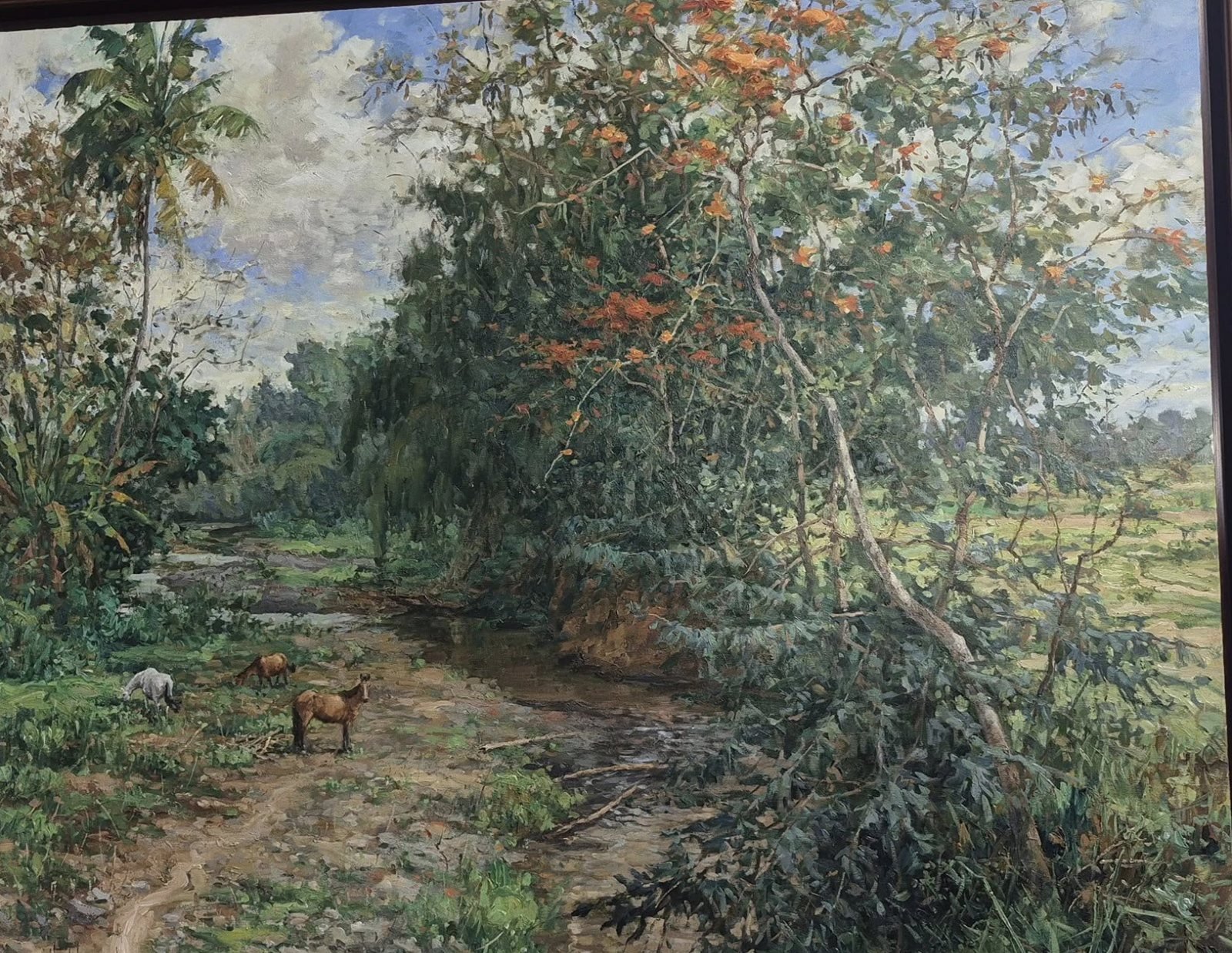 Paisaje del pueblo de Hormigueros, óleo sobre lino de William Maldonado