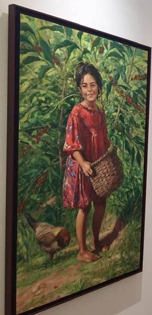 Pequeña recogedora de café, óleo de William Maldonado
