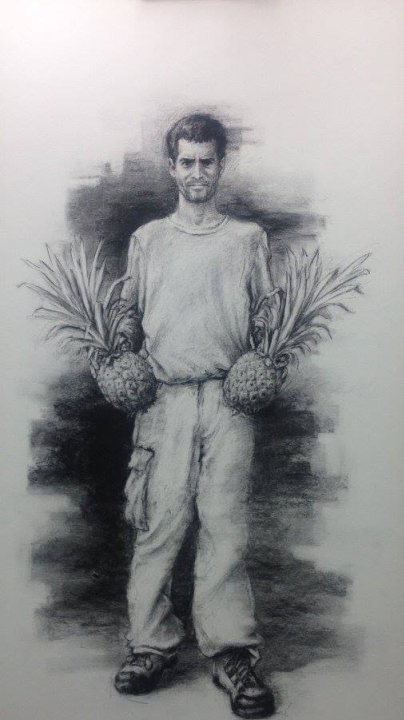 Vendedor de piñas, dibujo de William Maldonado