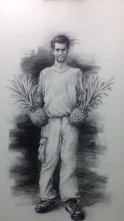 Vendedor de piñas, dibujo de William Maldonado