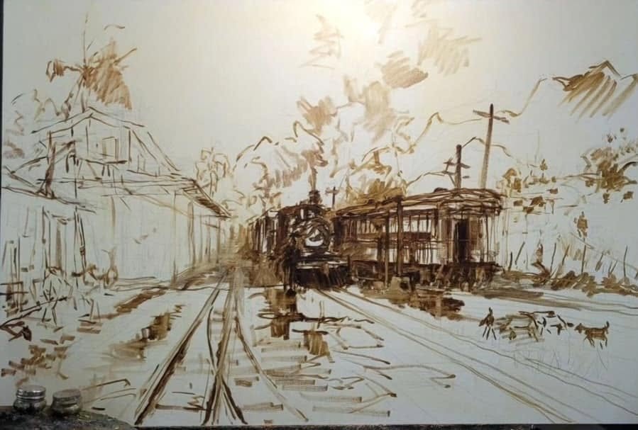 Encaje en tierra de sombra — La estación